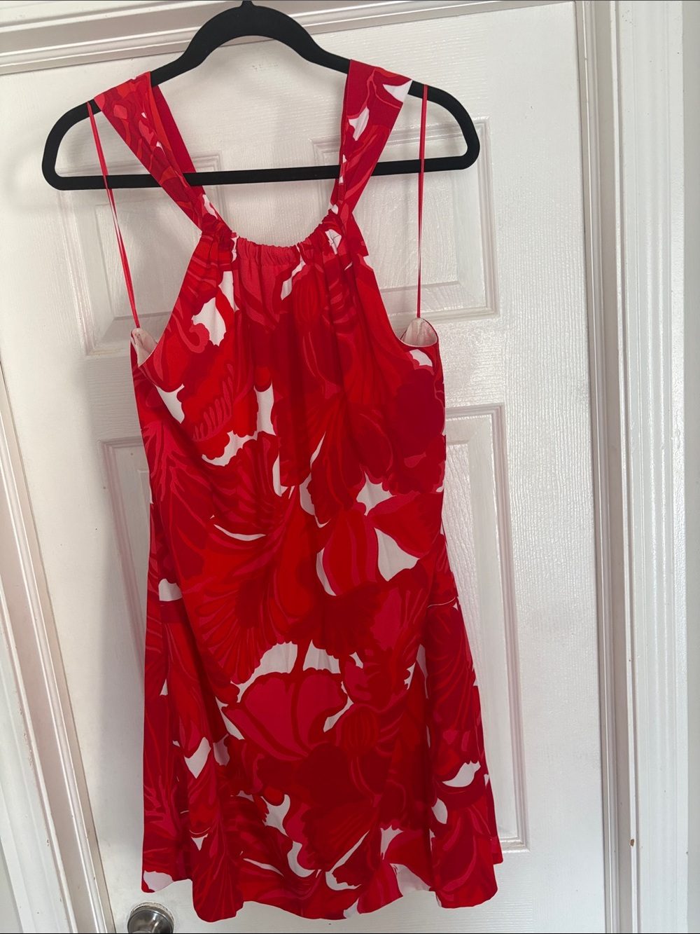 Trina Turk Red and White Floral Halter Dress